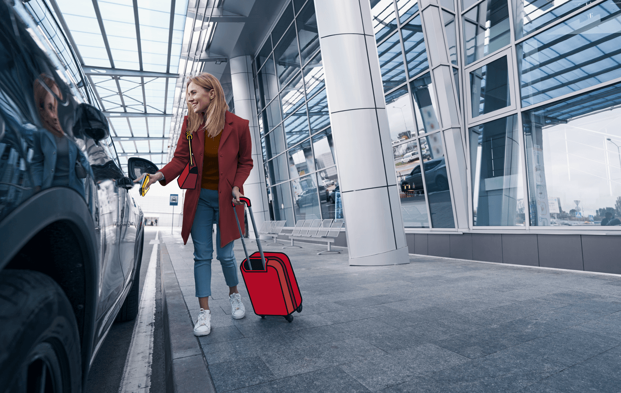 Woman outside airport